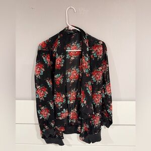 Floral Black Kimono